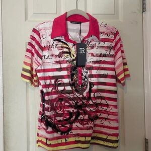 NEW Thomas Rabe shirt top pink striped womens 10